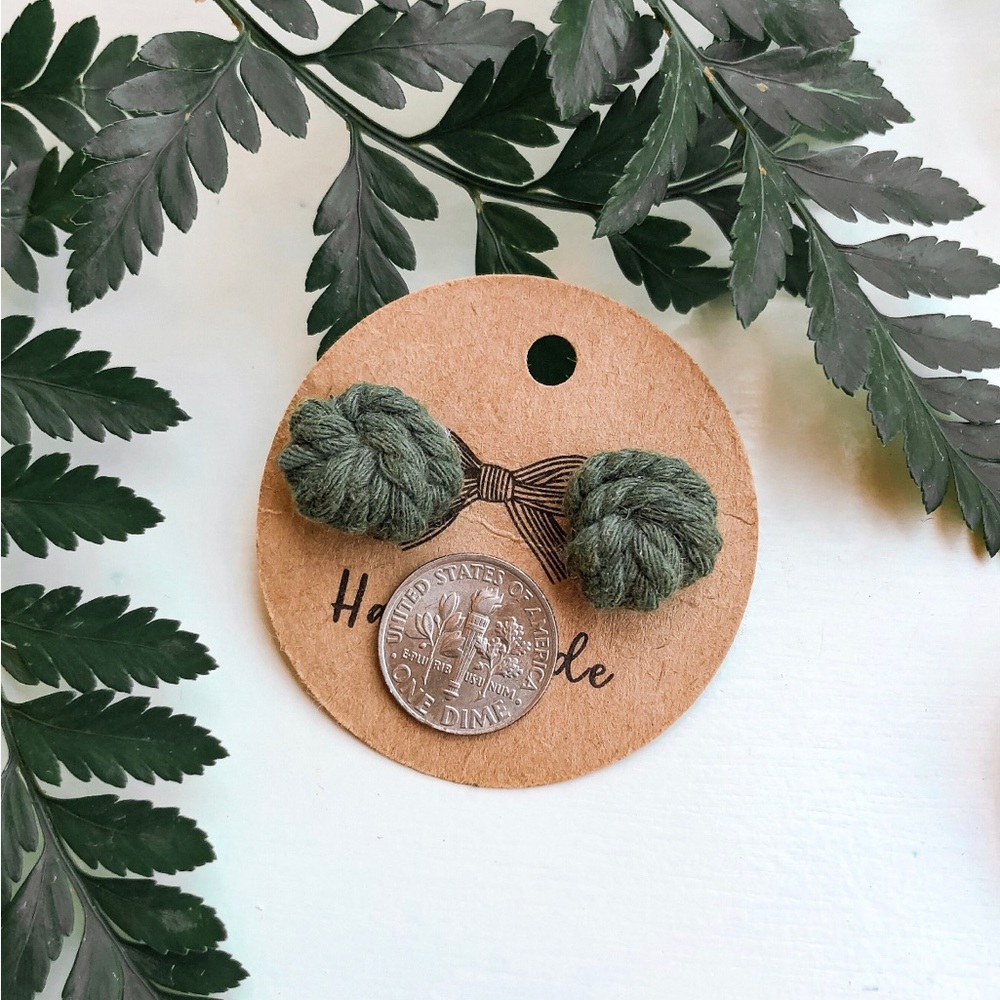 Macrame BOHO Stud earrings Choose Color NEW - Picture 3 of 4